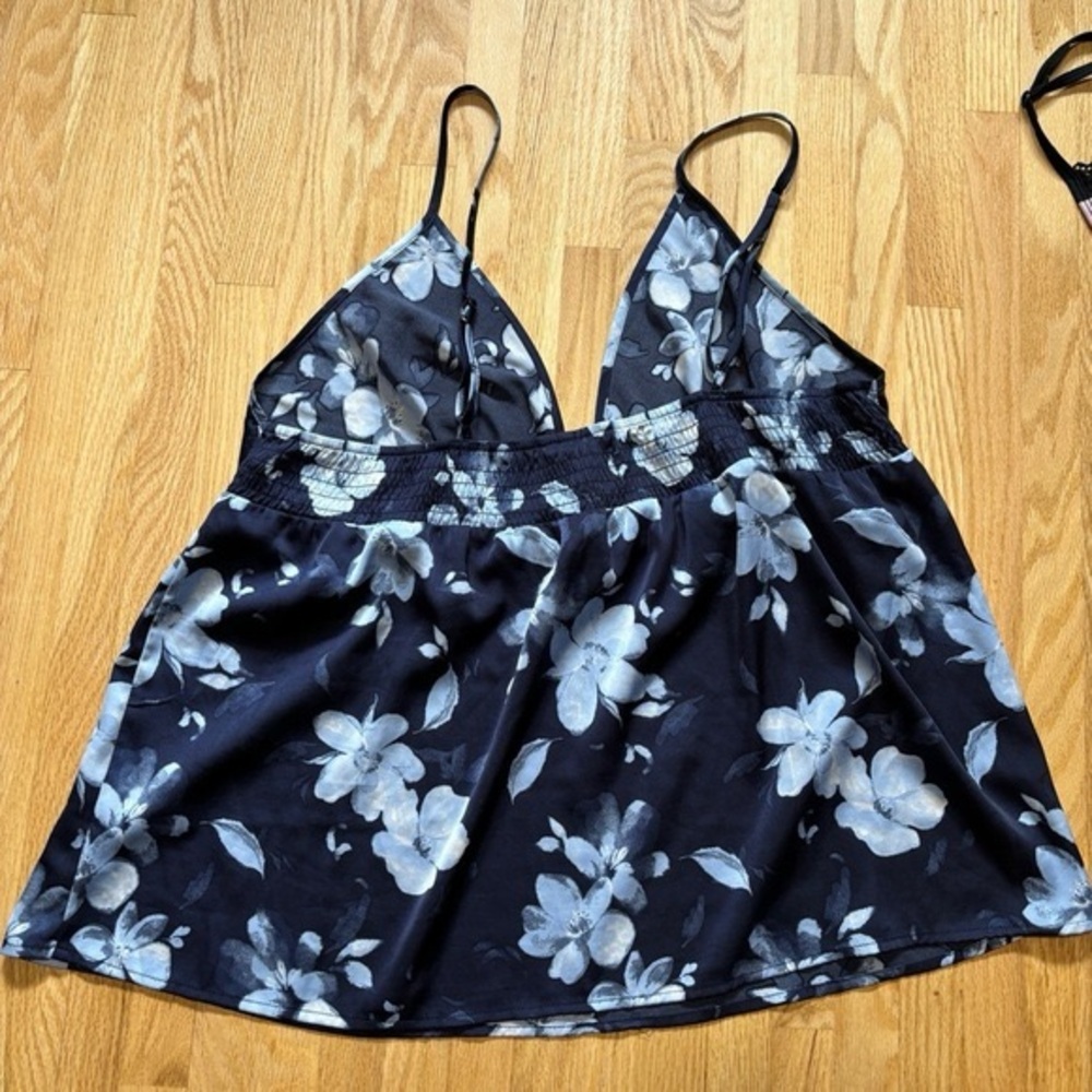 La Vie En Rose Silky Spaghetti Strap Floral Tops